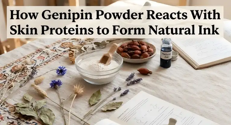 Yuav ua li cas Genipin Hmoov Reacts Nrog Cov Proteins ntawm Daim Tawv Nqaij los Tsim Cov Xim Ntuj